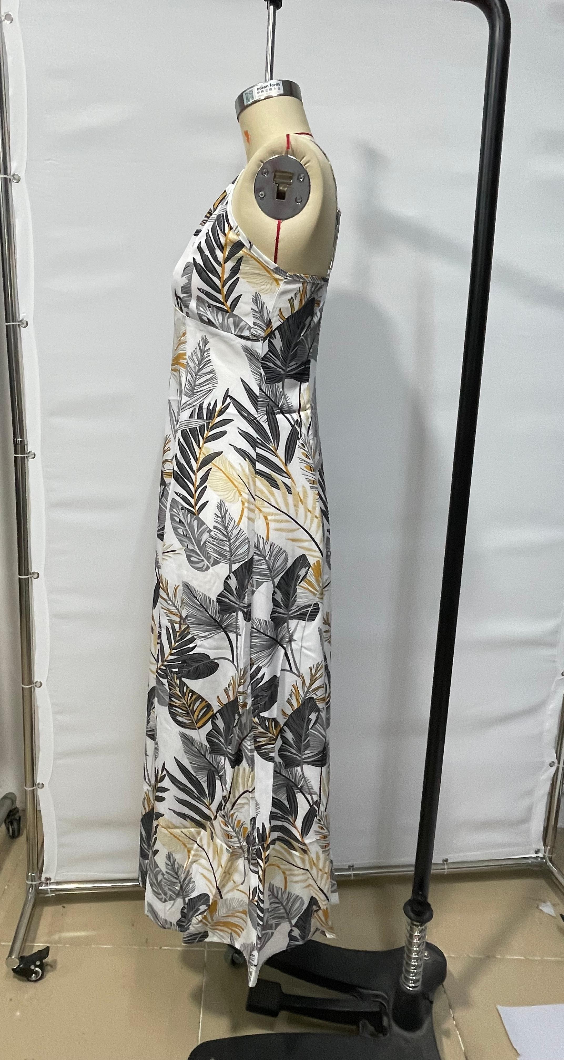 GXZ Spaghetti Strap Tropical Maxi Dress | Elegant Summer Style