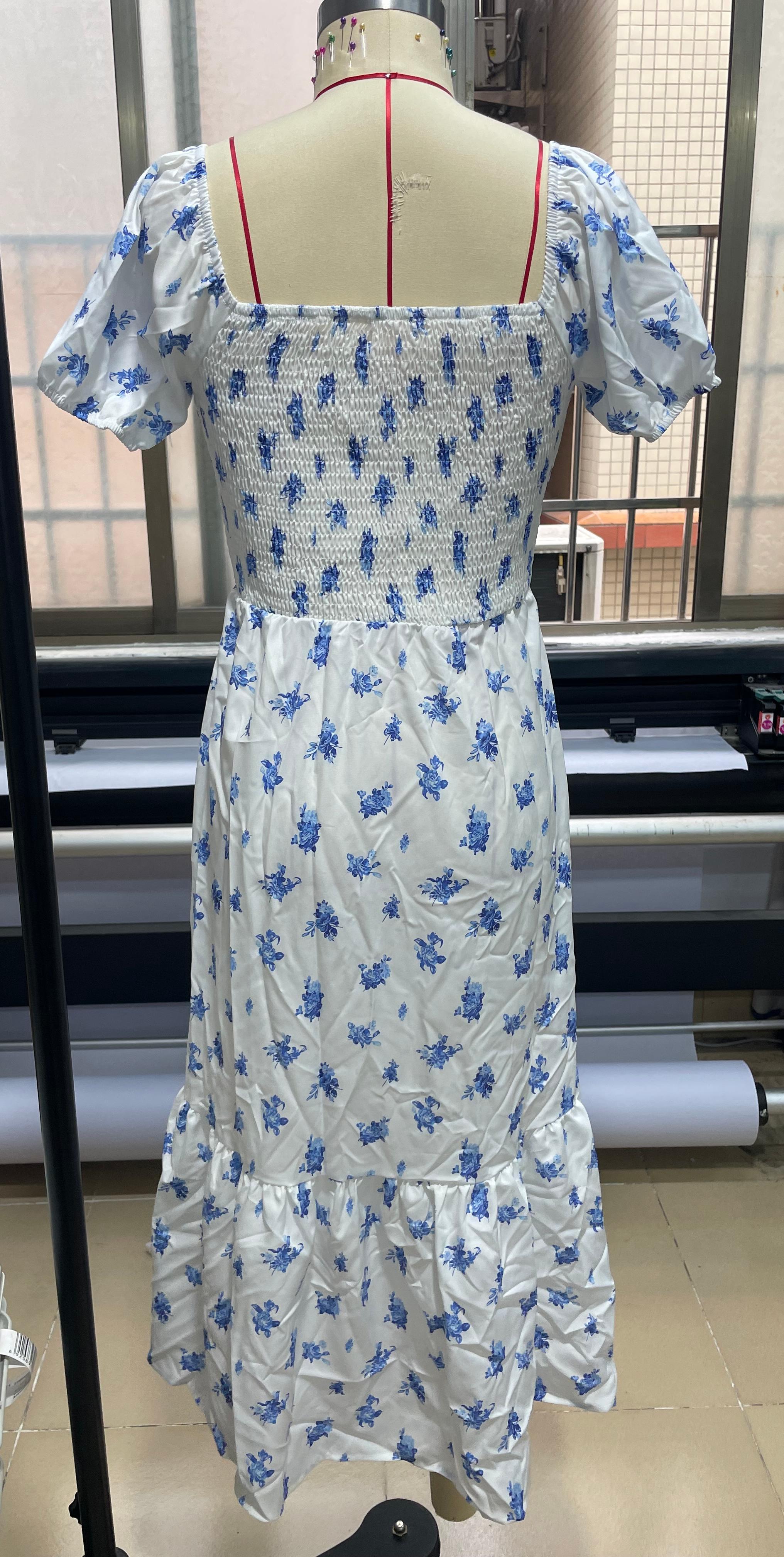 GXZ Women’s Floral Smocked Midi Dress | Casual Elegance