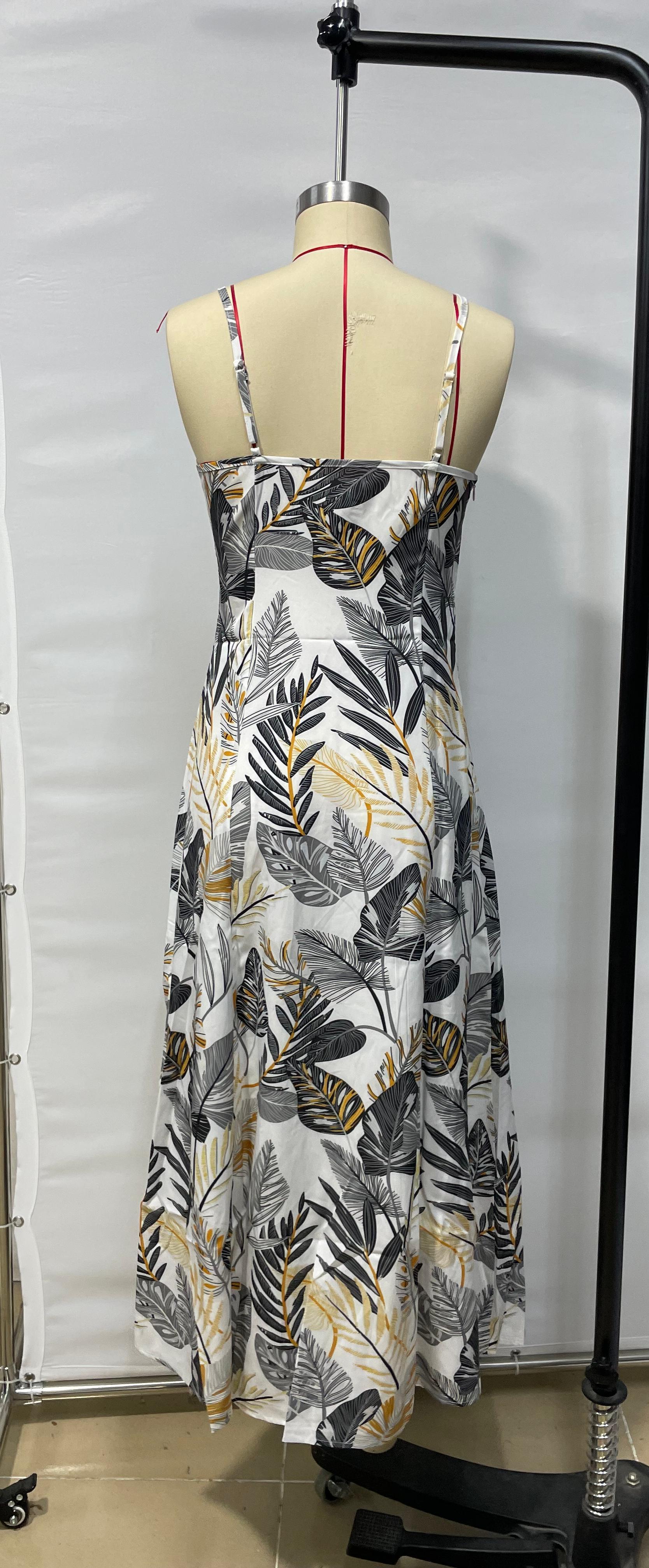 GXZ Spaghetti Strap Tropical Maxi Dress | Elegant Summer Style