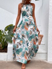 GXZ Halter Neck Floral Maxi Dress | Boho Summer Vibes