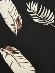 GXZ Black Tropical Leaf Mini Dress | Casual V-Neck Summer Dress