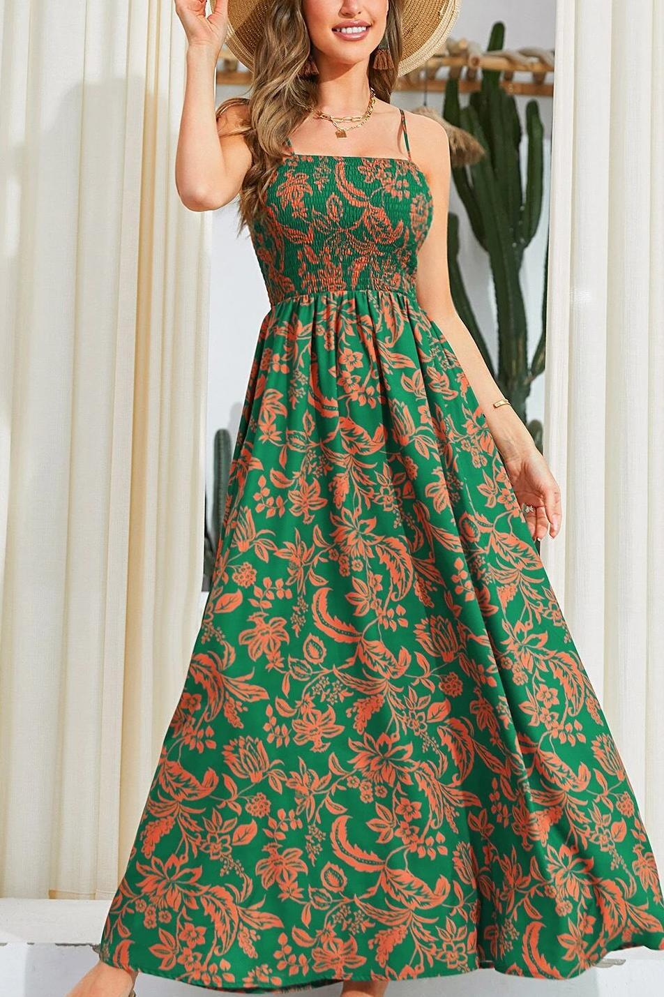 GXZ Women's Strapless Floral Maxi Dress | Chic Bohemian Look