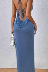 GXZ Women's Halter-Neck Maxi Dress | Elegant Summer Wear