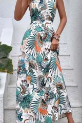GXZ Halter Neck Floral Maxi Dress | Boho Summer Vibes