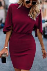 GXZ Women's Elegant Batwing Sleeve Bodycon Mini Dress