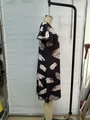 GXZ Black Tropical Leaf Mini Dress | Casual V-Neck Summer Dress