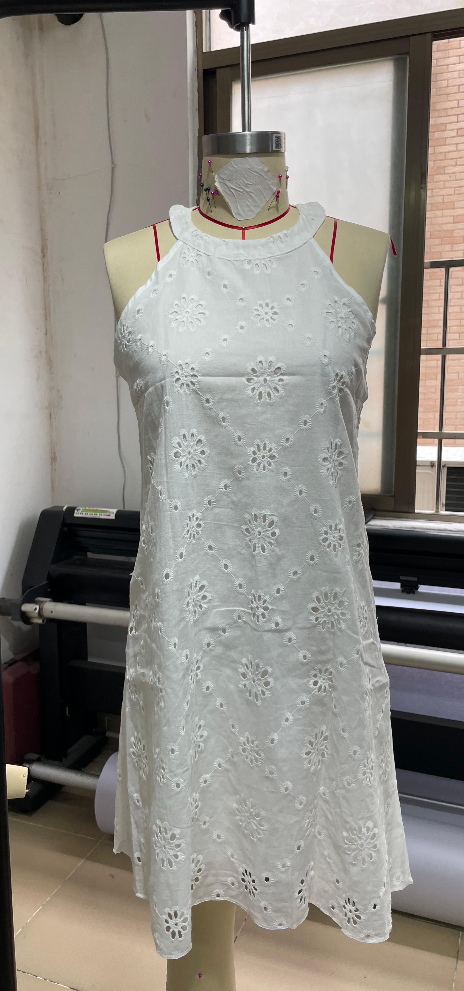 GXZ Women's White Sleeveless Eyelet Sundress | Casual Summer Look