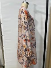 GXZ Women's Floral Print Long-Sleeve Shift Dress | Casual Elegance