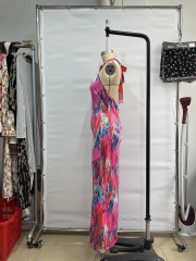 GXZ Women’s Abstract Halter Maxi Dress | Vibrant Summer Look