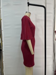 GXZ Women's Elegant Batwing Sleeve Bodycon Mini Dress