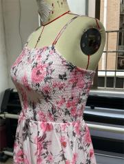 GXZ Pink Floral Summer Dress | Lightweight Ruffle Mini Dress