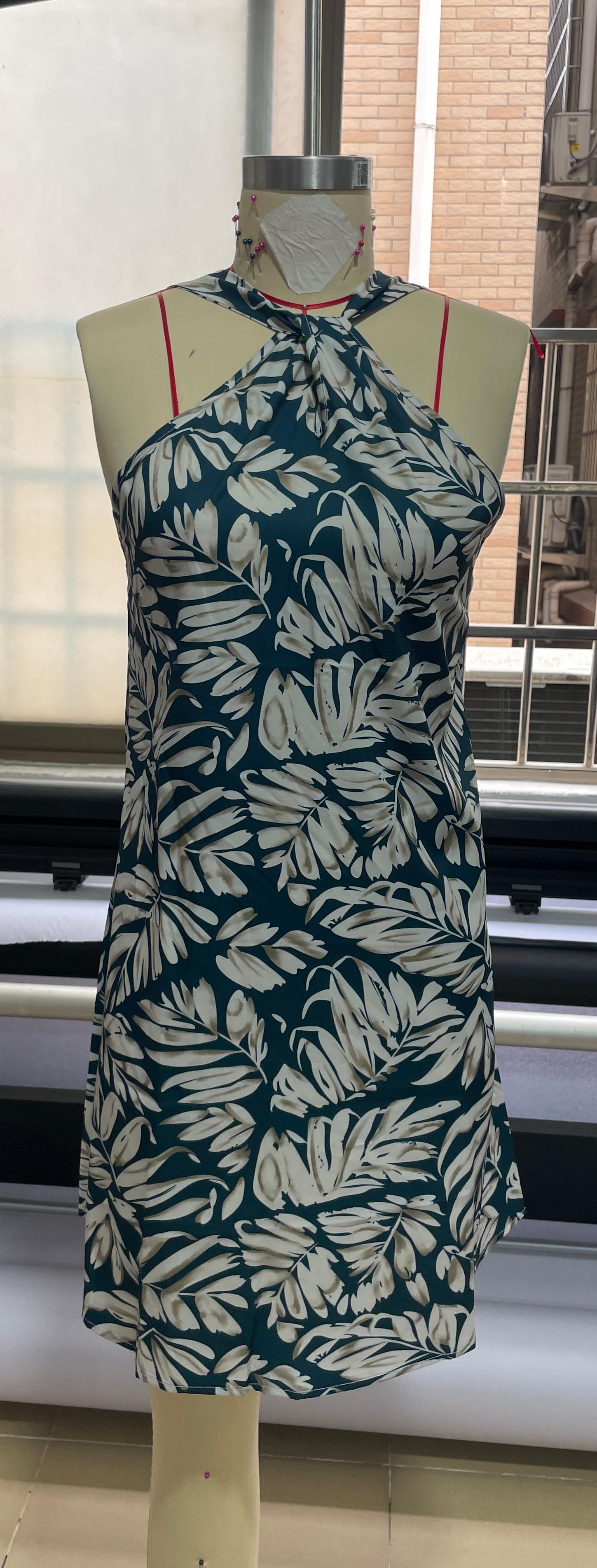GXZ Halter Neck Tropical Mini Dress | Summer Vacation Style