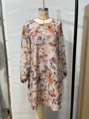 GXZ Women's Floral Print Long-Sleeve Shift Dress | Casual Elegance