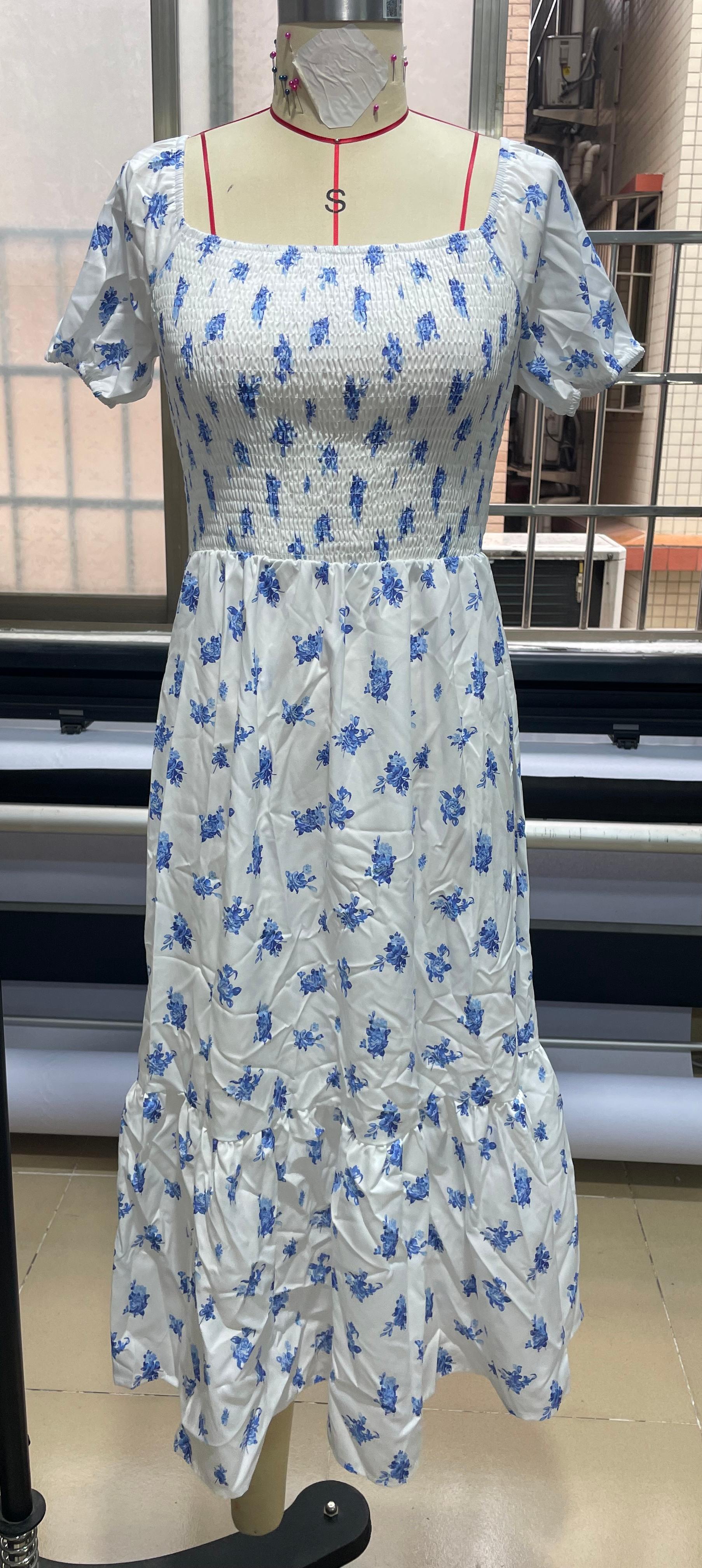GXZ Women’s Floral Smocked Midi Dress | Casual Elegance