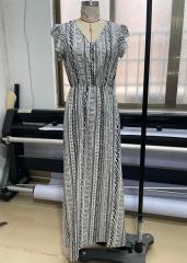 GXZ Women's Tribal Print Maxi Dress with Side Slit | Boho Chic