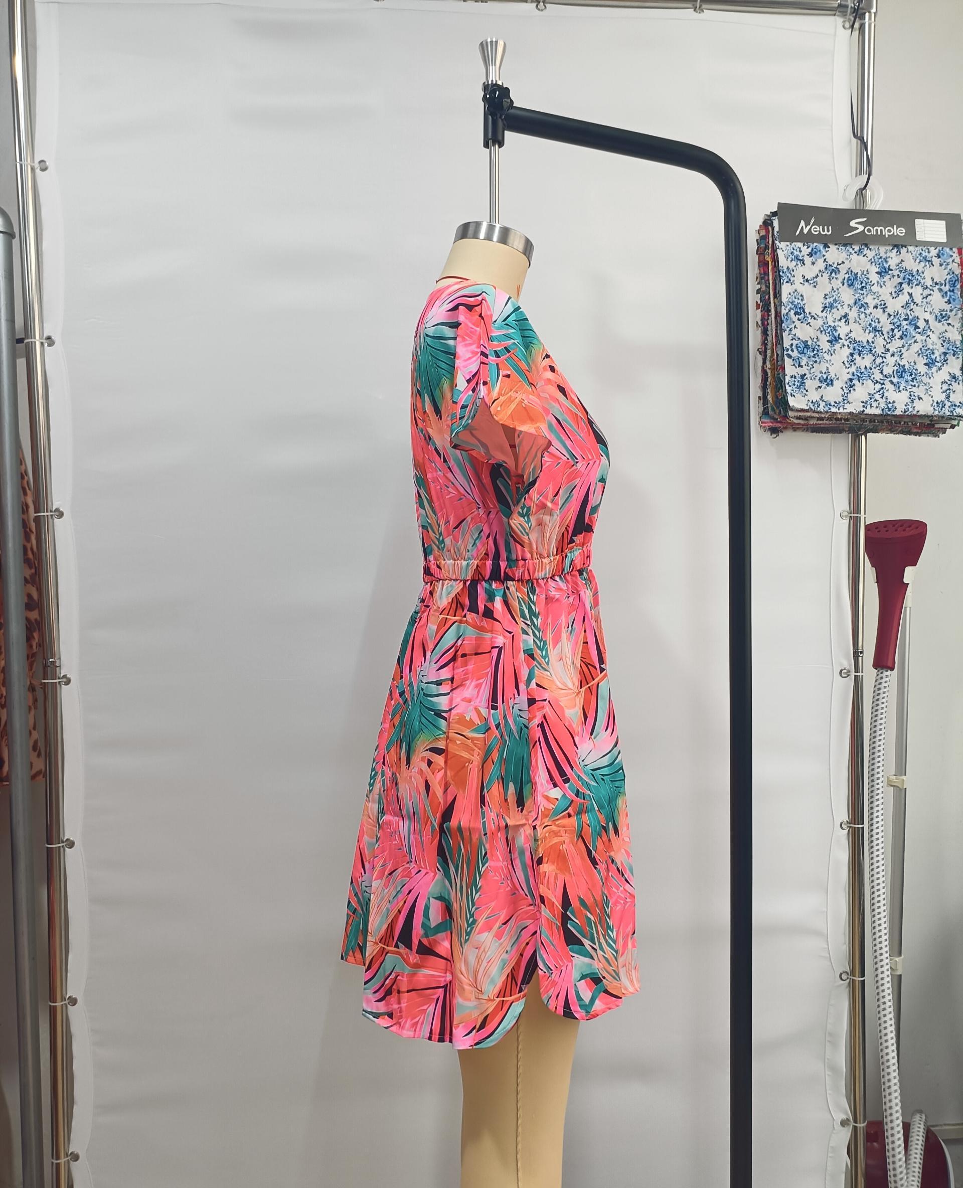 GXZ Tropical Print Summer Mini Dress | Vibrant & Lightweight