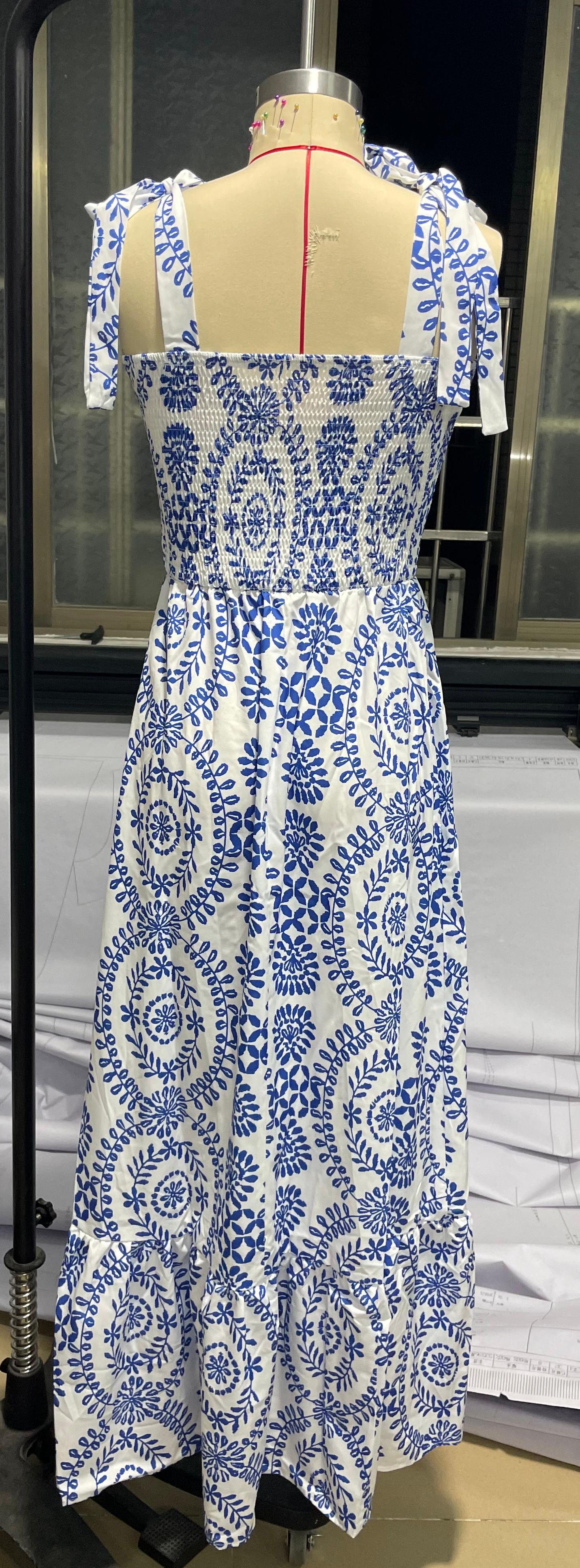 GXZ Women's Blue Floral Maxi Dress | Sleeveless Summer Style