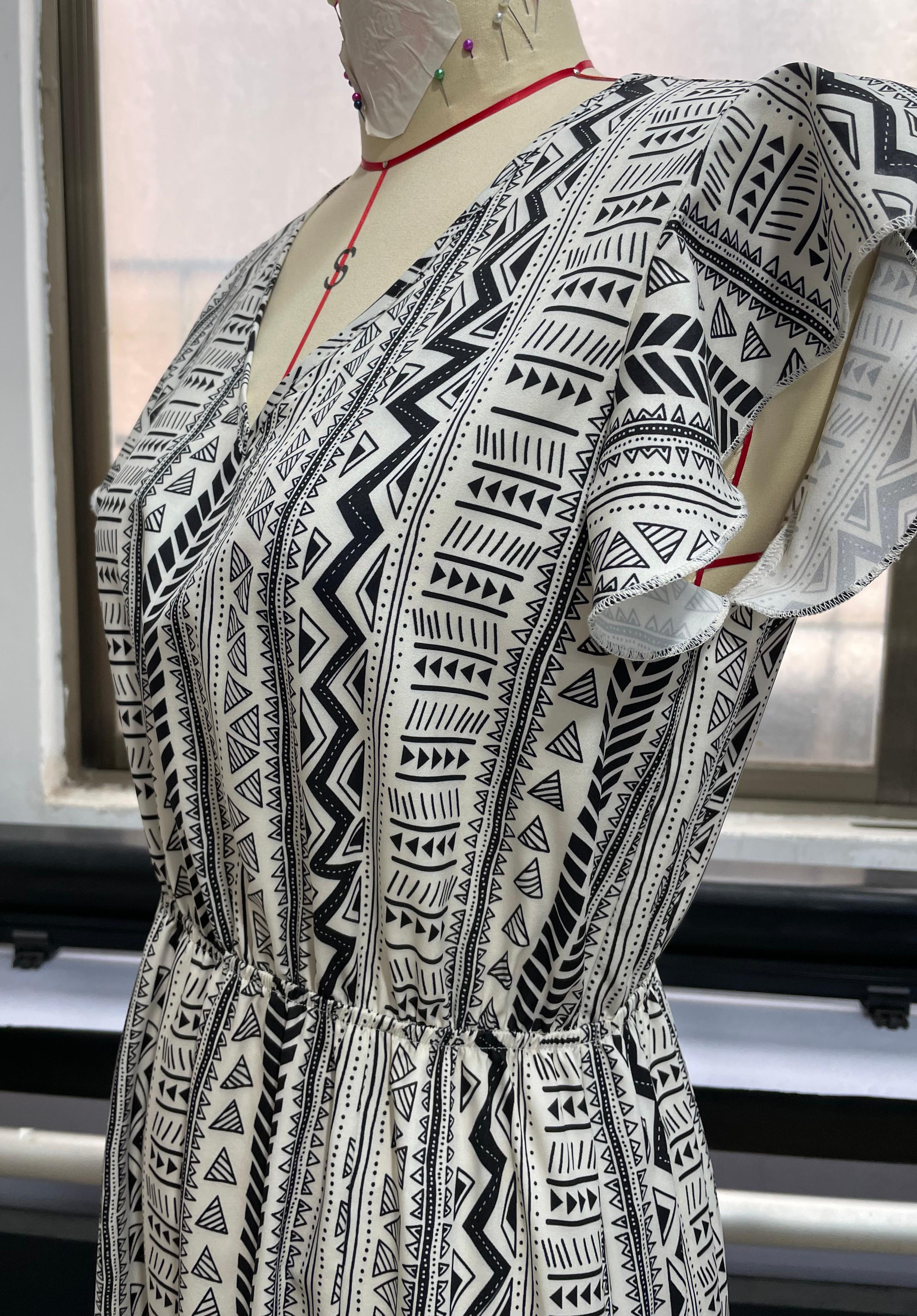 GXZ Women's Tribal Print Maxi Dress with Side Slit | Boho Chic