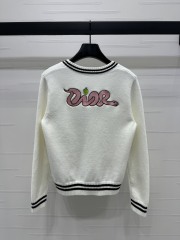 GXZ Women's V-Neck Knit Cardigan | Chic Black & White Striped Edge