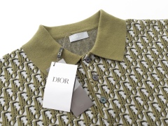 GXZ Men's Luxury Polo Shirt | Olive Dior-Inspired Monogram Design