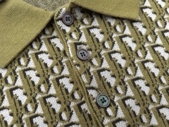 GXZ Men's Luxury Polo Shirt | Olive Dior-Inspired Monogram Design