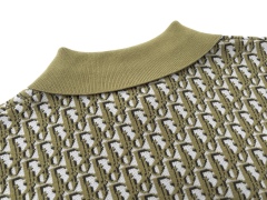 GXZ Men's Luxury Polo Shirt | Olive Dior-Inspired Monogram Design