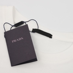GXZ White Prada-Inspired T-Shirt | Unique Logo Patch Design