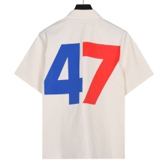 GXZ DIOR-Inspired Logo Pocket Shirt | Beige Short-Sleeve Summer Shirt