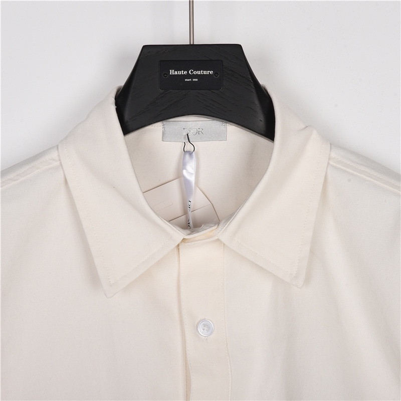 GXZ Dior Inspired Logo Pocket Shirt - Beige Short Sleeve Summer Shirt