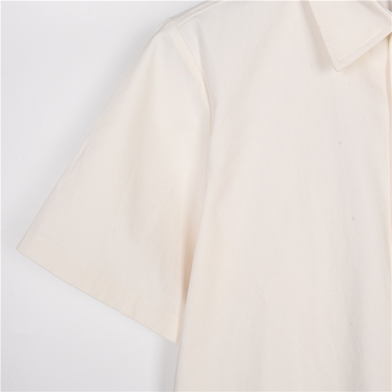 GXZ Dior Inspired Logo Pocket Shirt - Beige Short Sleeve Summer Shirt