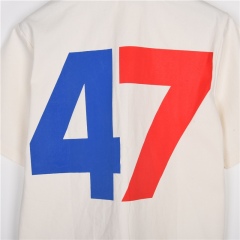 GXZ DIOR-Inspired Logo Pocket Shirt | Beige Short-Sleeve Summer Shirt