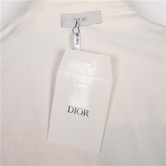 GXZ DIOR-Inspired Logo Pocket Shirt | Beige Short-Sleeve Summer Shirt