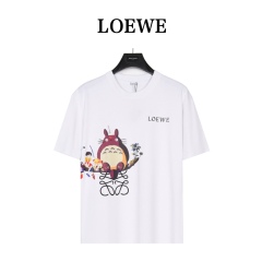 GXZ LOEWE-Inspired White Totoro Graphic T-Shirt | Playful Designer Tee