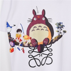 GXZ LOEWE-Inspired White Totoro Graphic T-Shirt | Playful Designer Tee