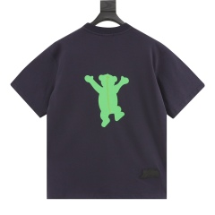 GXZ Green Bear Graphic T-Shirt | Navy Blue Casual Designer Tee