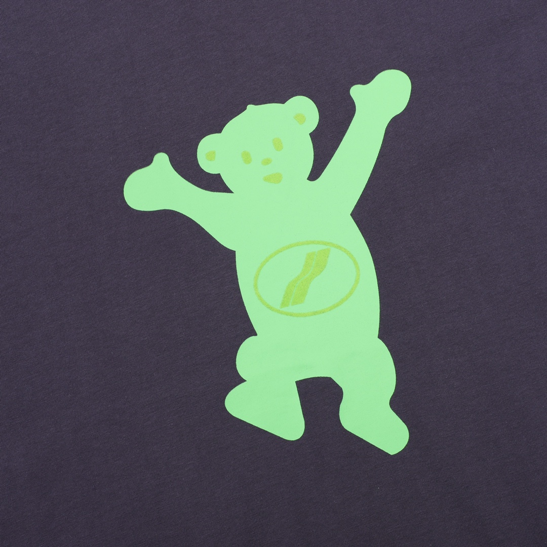 GXZ Green Bear Graphic T-Shirt | Navy Blue Casual Designer Tee