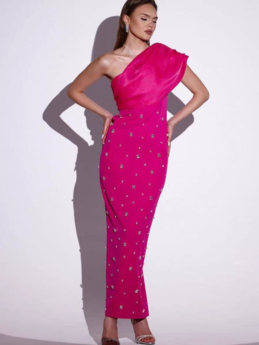 GXZ One-Shoulder Black Evening Dress – Elegant & Glamorous Look