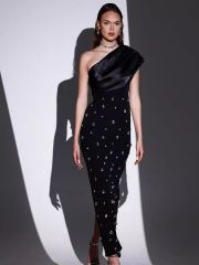 GXZ One-Shoulder Black Evening Dress – Elegant & Glamorous Look