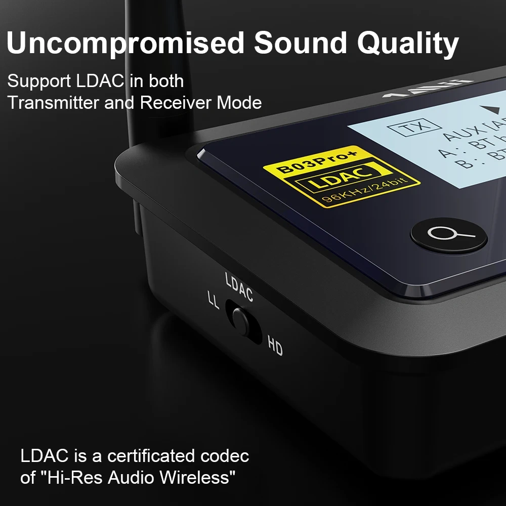 TV Transmitter & Receiver Bluetooth 5.0 Stereo Receiver Transmitter with Aptx-LL/HD LDAC B03PRO+