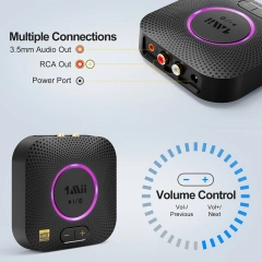 Bluetooth Audio Receiver with aptX-LL&LDAC 3.5mm AUX & RCA Out Hi Res Audio Adapter for Speaker B06S+