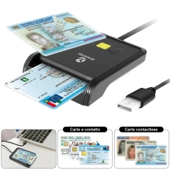 New 2 in 1 Smart Card Reader RFID/NFC Access Card Reader Plug and Play IC ID Card Reader ZW-12026-13