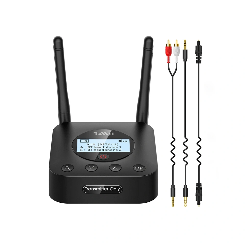 Bluetooth 5.2 Transmitter with Screen Display for Easy Pairing BT Audio Adapter with aptX LL & HD B06TX+