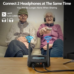 Bluetooth 5.2 Transmitter with Screen Display for Easy Pairing BT Audio Adapter with aptX LL & HD B06TX+