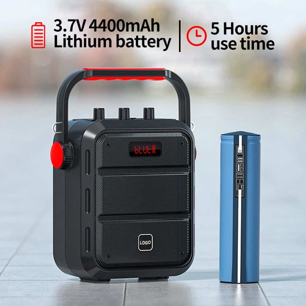 Rechargeable Bluetooth Speaker with UHF Wireless Microphone 30W Output Power for Outdoor H1Plus