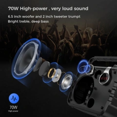 Newest Hottest Home Outdoor Wireless HIFI Karaoke Speaker With UHF Microphone 70W Party Speaker K6