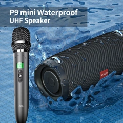40W Output IPX5 Waterproof Rechargeable Bluetooth Hi-Fi Speaker with Wireless Karaoke Mic P9MiniUHF