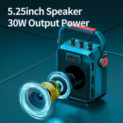 Rechargeable Bluetooth Speaker with UHF Wireless Microphone 30W Output Power for Outdoor H1Plus