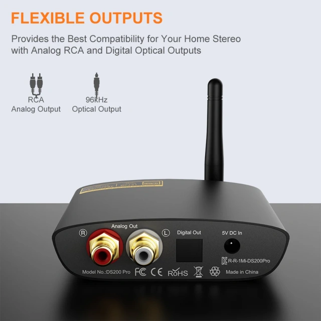 BT 5.2 Hi-Fi Music Receiver for Home Stereo with LDAC,Audiophile DAC aptX HD Adapter DS200PRO