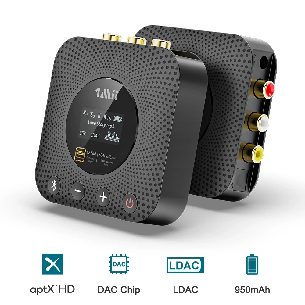 Hi-Res LDAC Bluetooth Music Receiver with OLED Display Wireless Audio Adapter for Receiver B06HD+