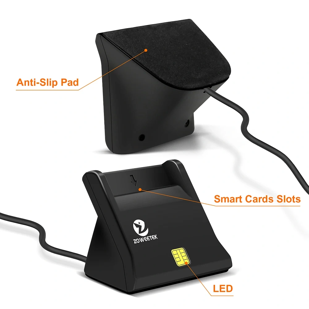 Mini Smart Credit Card Reader with USB 2.0 Card Reader for ISO 7816 EMV CAC/IC/ID Cards ZW-12026-3